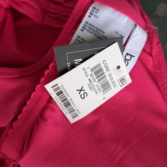 NEW bar III Plunge Cowl Neck One Piece Swimsuit XS Ruby Pink Cutout Monokini - Picture 7 of 9